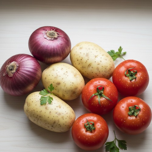 Onion,Potato and Tomato